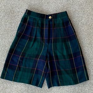 Vintage Escada Margaretha Ley plaid wool shorts